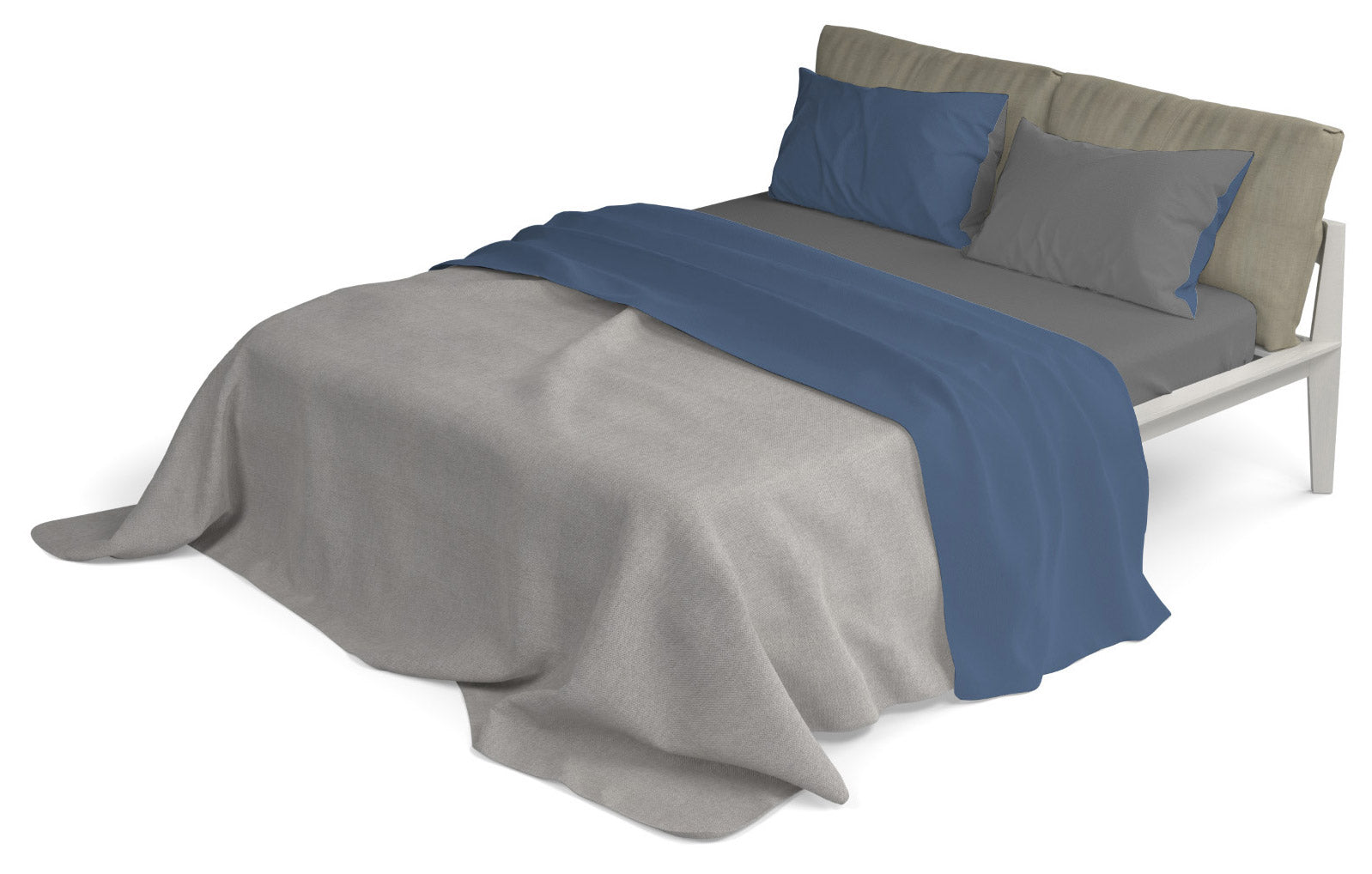 Set Lenzuola Sopra Sotto e Federe Doubleface Avio/Fumo Singolo