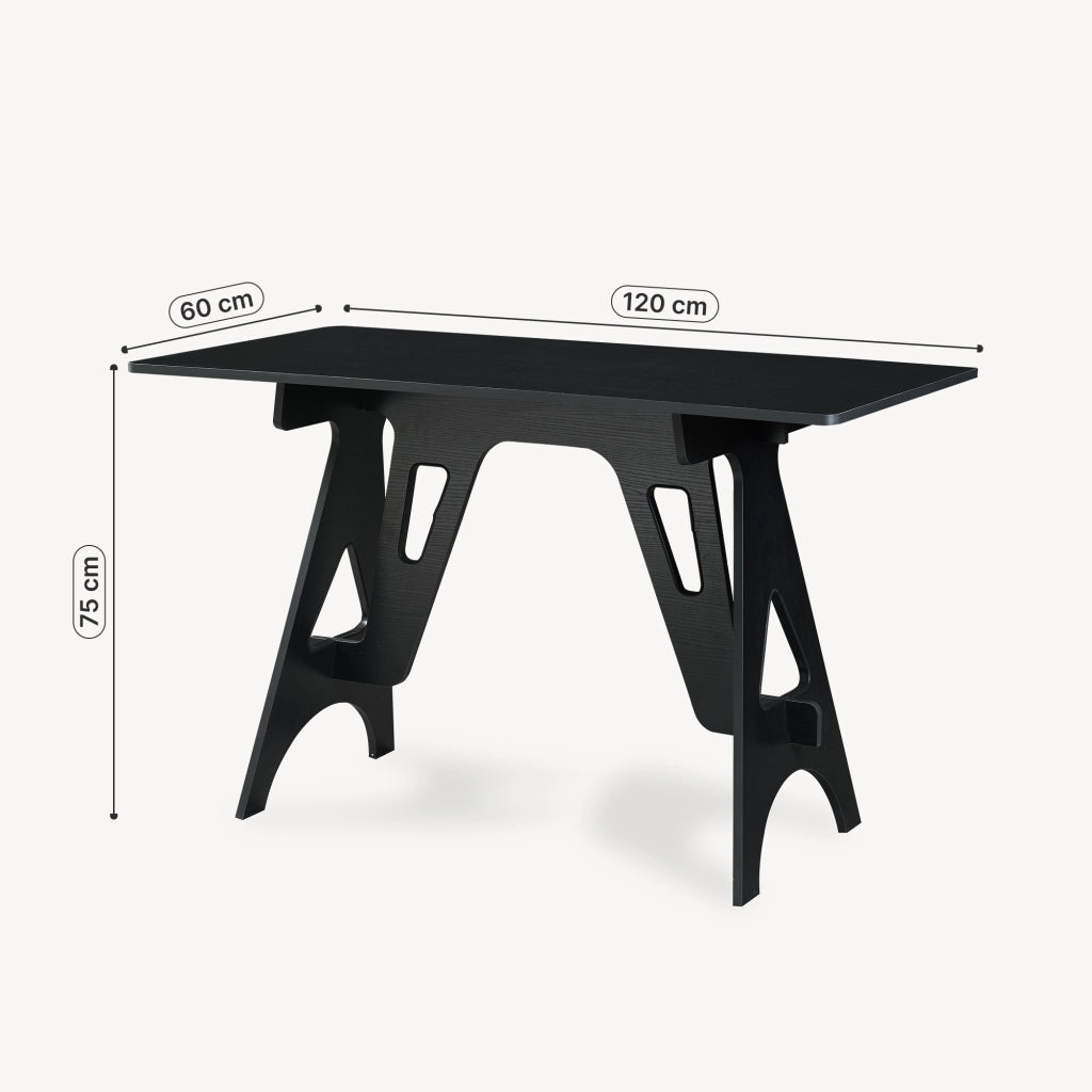 Scrivania Bostenenna con Struttura Geometrica 120 x 60 x 75 cm - Nero Effetto Legno [en.casa]