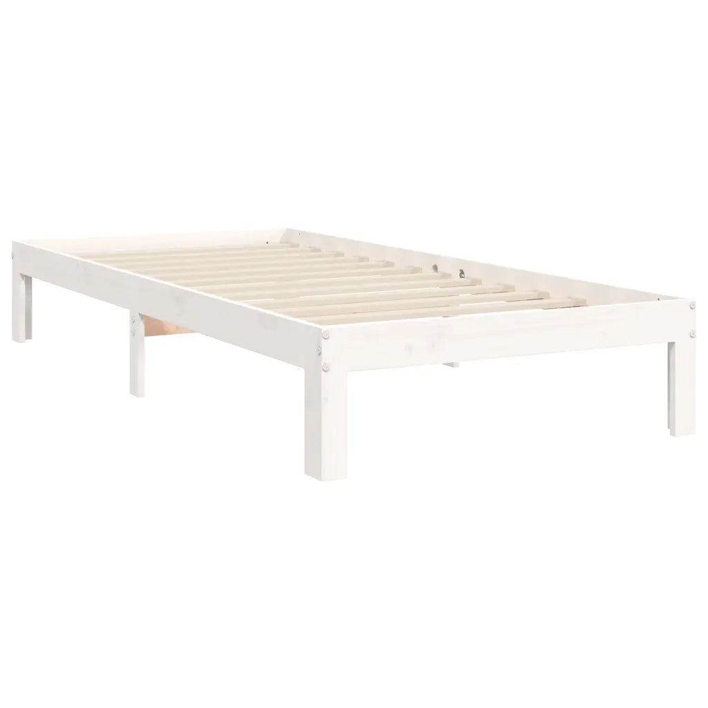 Giroletto senza Materasso-Struttura Letto Bianco 100x200 cm Legno Massello Pino 745565
