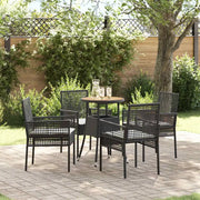 Set da Pranzo per Giardino 5 pcs Nero polyrattan 3334952