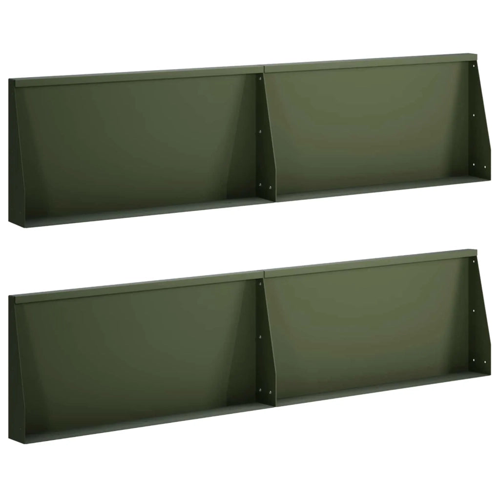 Muro di contenimento 4 pz 80 x 12 x 30 cm Acciaio Verde Oliva 3449096
