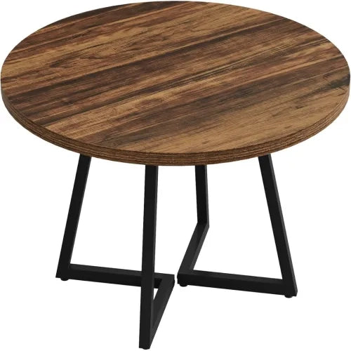 Tavolo da pranzo industriale 80 cm in MDF e metallo nero marrone rustico per 2-4 persone