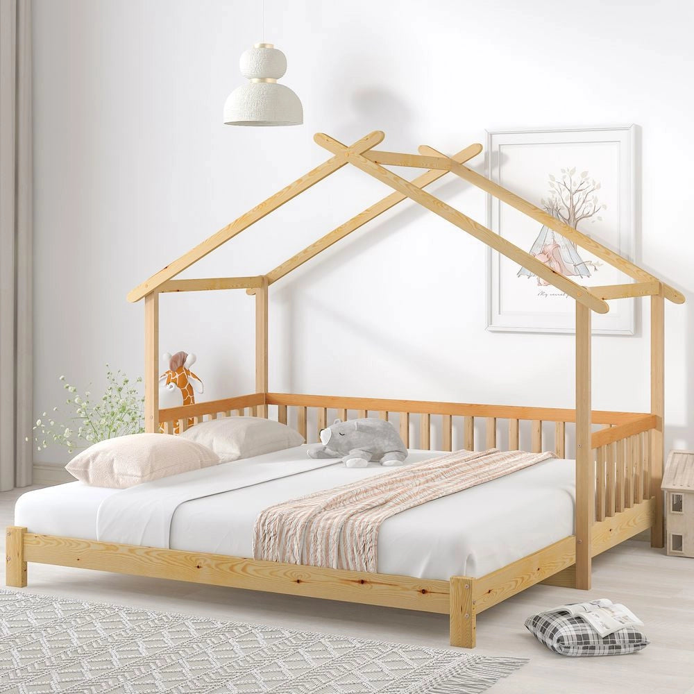 Letto per bambini 200x90 - Xylo - Estraibile a forma di casa sull'albero colore legno