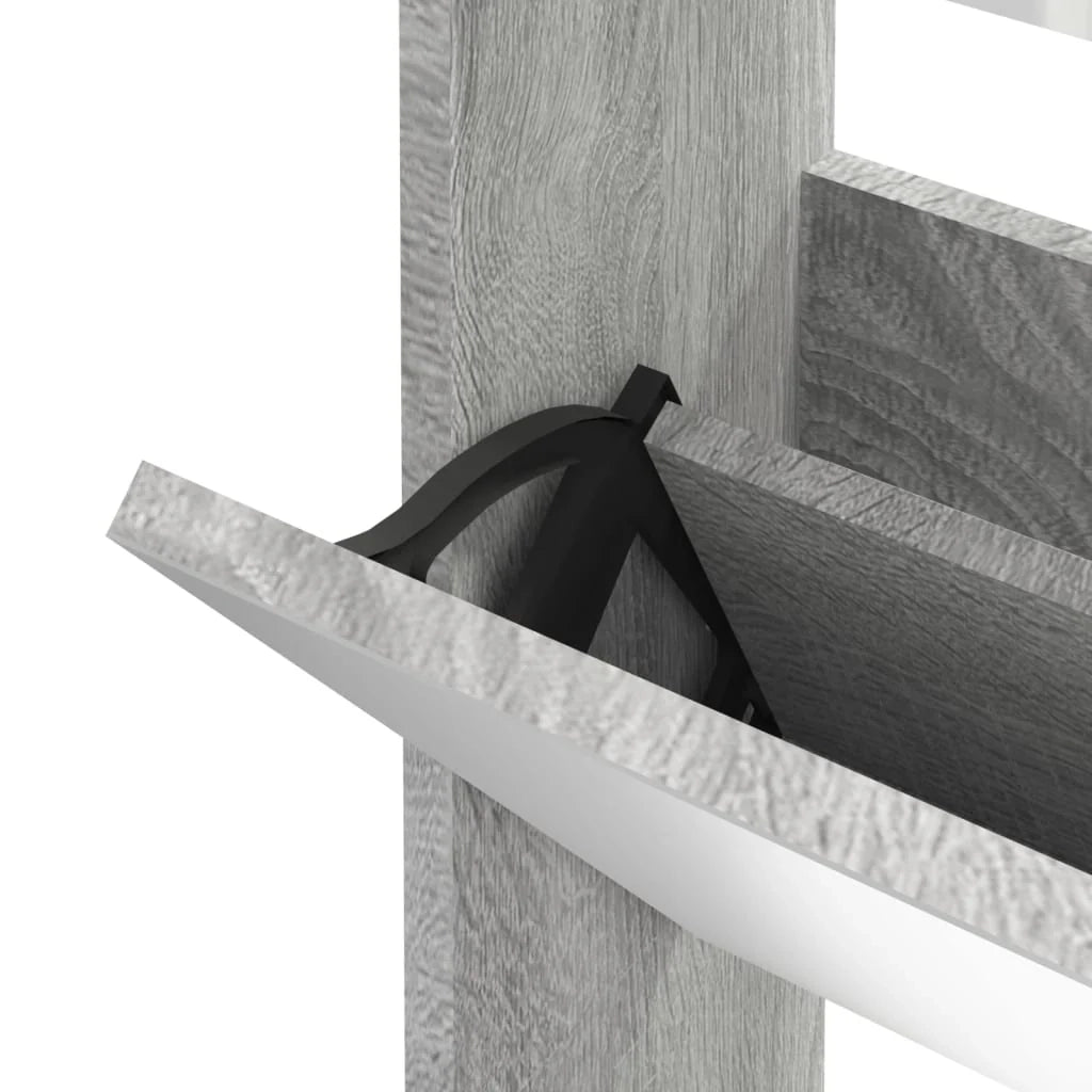 Scarpiera mobiletto portascarpe mobile per ingresso/corridoio/soggiorno con specchio 3 ripiani rovere Sonoma 63 x 17 x 102,5 cm grigio 02_0021884