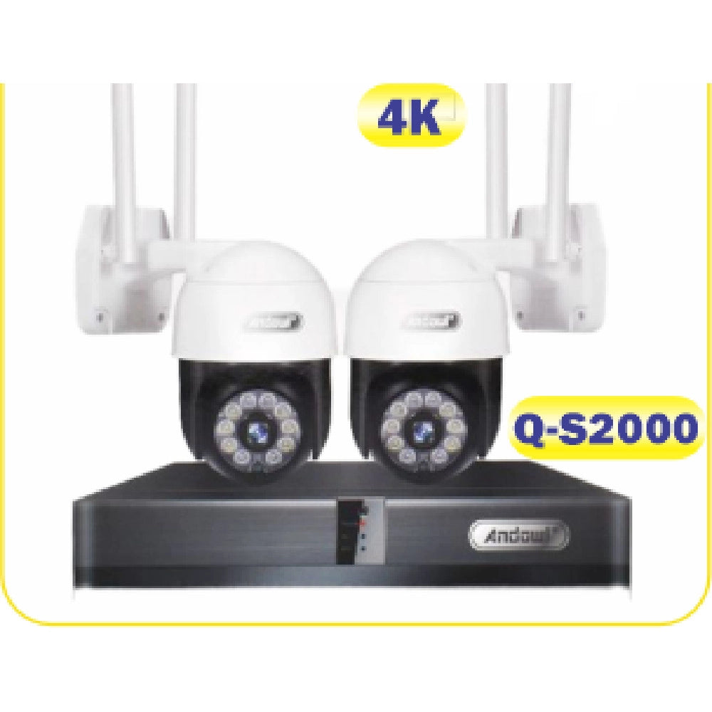 Trade Shop - Kit 2 Telecamere Wi-fi Ptz 4k Con Registratore Nvr Sistema Di Sicurezza Q-s2000 -