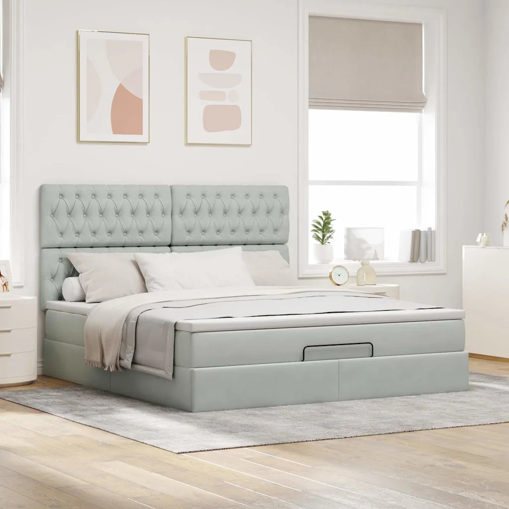 Struttura Letto Pouf con Materassi 160x200 cm in Velluto 3314402