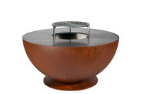 Barbecue a Legna Ø80x42 cm Tulipano in Acciaio Effetto Ruggine