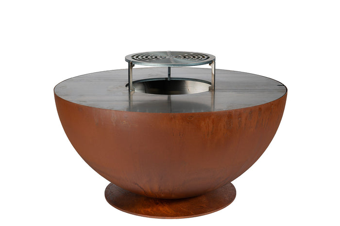 Barbecue a Legna Ø80x42 cm Tulipano in Acciaio Effetto Ruggine