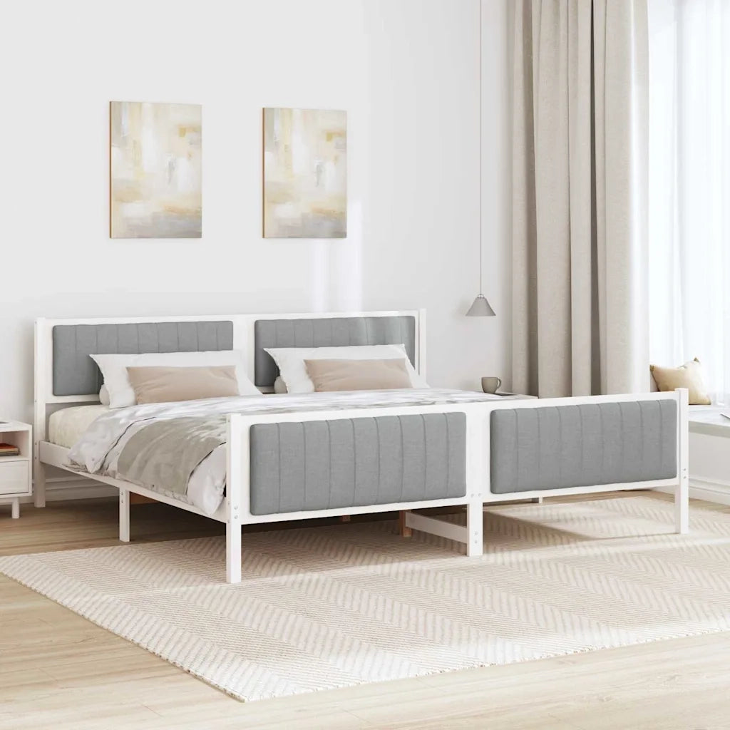 Struttura del letto-Giroletto-Rete del Letto Bianco e grigio chiaro 200 x 200 cm 717060