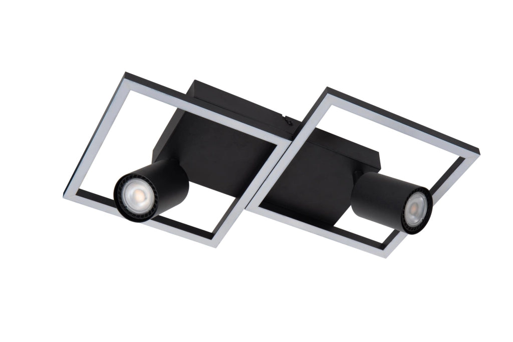 Plafoniera nera geometrica 2xGU10 + LED Lucide ARIANNE