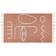 Tappeto rosso chiaro 80 x 150 cm poliestere con nappe stile boho soggiorno camera da letto