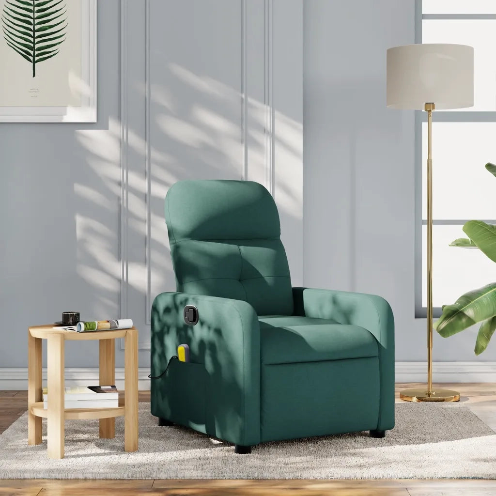 Divano Sedia-Poltrona Massaggiante Reclinabile Verde Scuro in Tessuto 405551