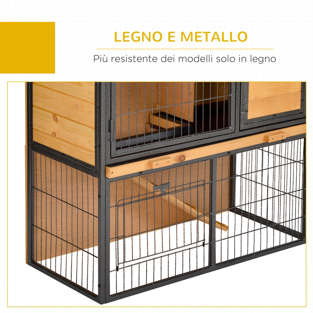 Conigliera da Giardino 89,5x45x81 cm con Rampa in Legno e Metallo