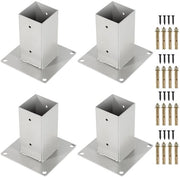 Set di 4 piedini quadrati, 120 × 120 mm, altezza 15 cm, supporto quadrato per pali, piastra di sostegno per cancelli