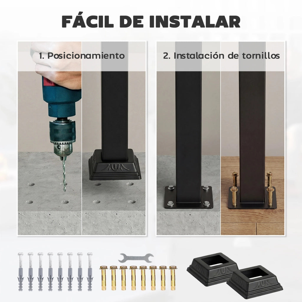 Corrimano per Scale 95 cm con Kit Installazione ¨C zephmum ¨C Nero, Acciaio