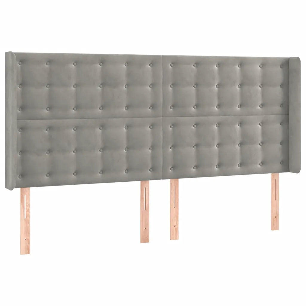 Testiera ad Orecchio Grigio Chiaro 183x16x118/128 cm in Velluto 3120074