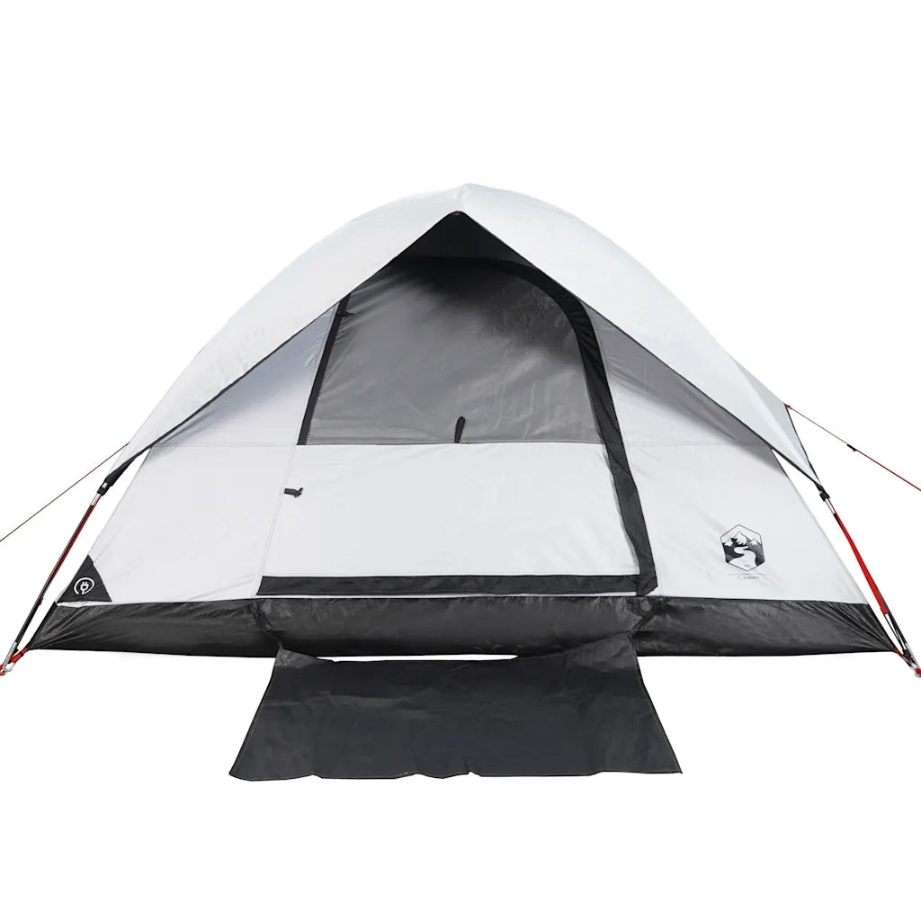 Tenda Campeggio a Cupola 4 Persone-Tenda per Escursionismo Bianca Tessuto Impermeabile 495102