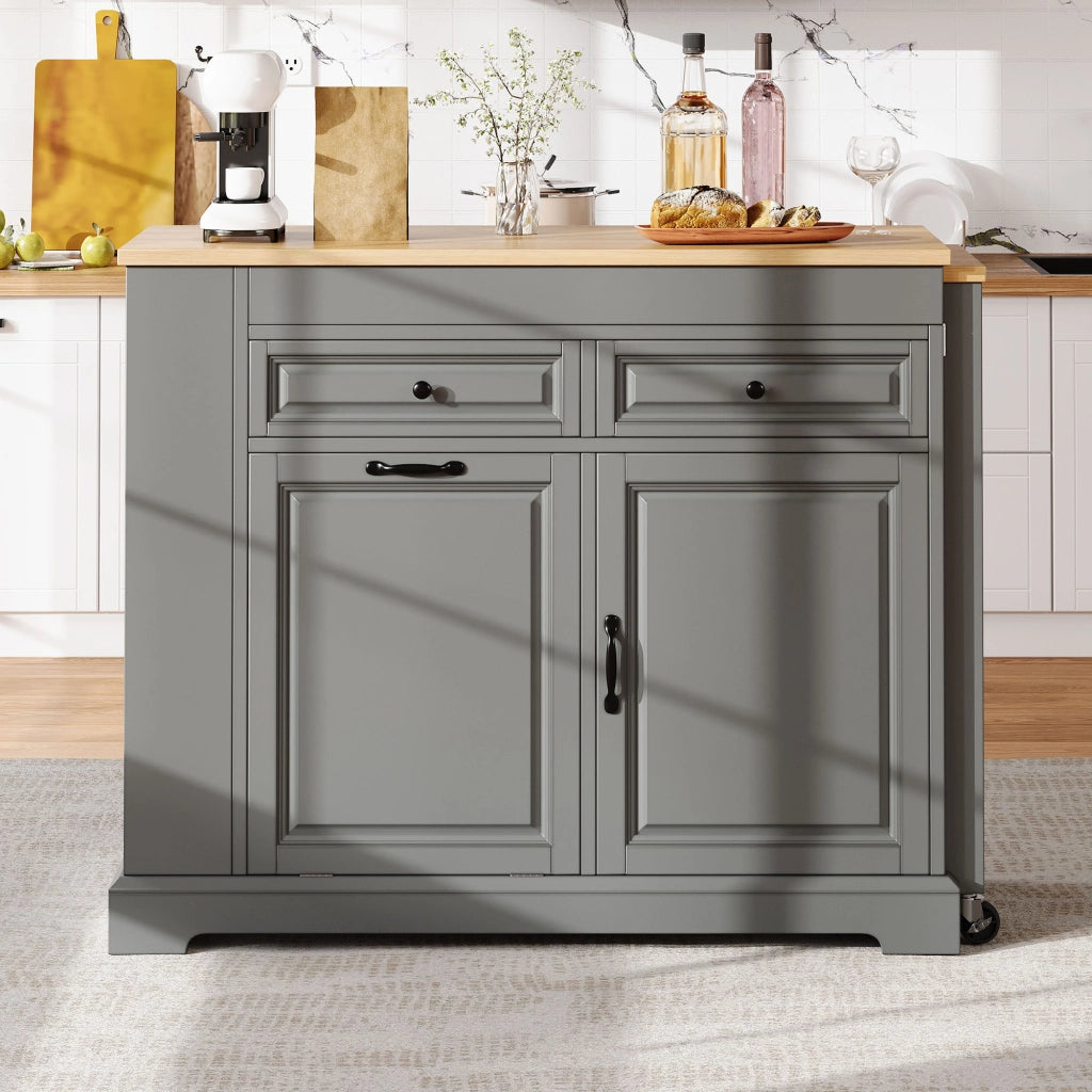Mobile contenitore da cucina con 2 cassetti e ripiano regolabile - per cucina - in MDF - grigio