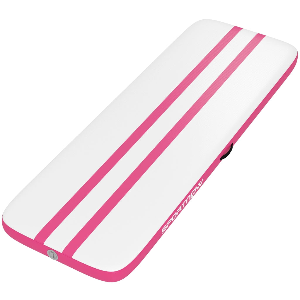 Tappetino Gonfiabile Ginnastica 305x102x10 cm con Pompa Elettrica e Borsa Trasporto in PVC Rosa