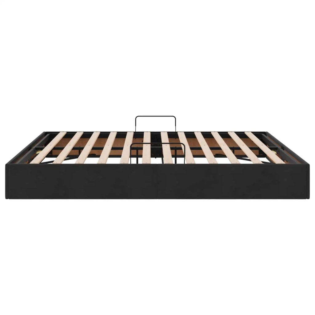 Letto ottomano con archiviazione Nero 160 x 200 cm Velluto 3442894