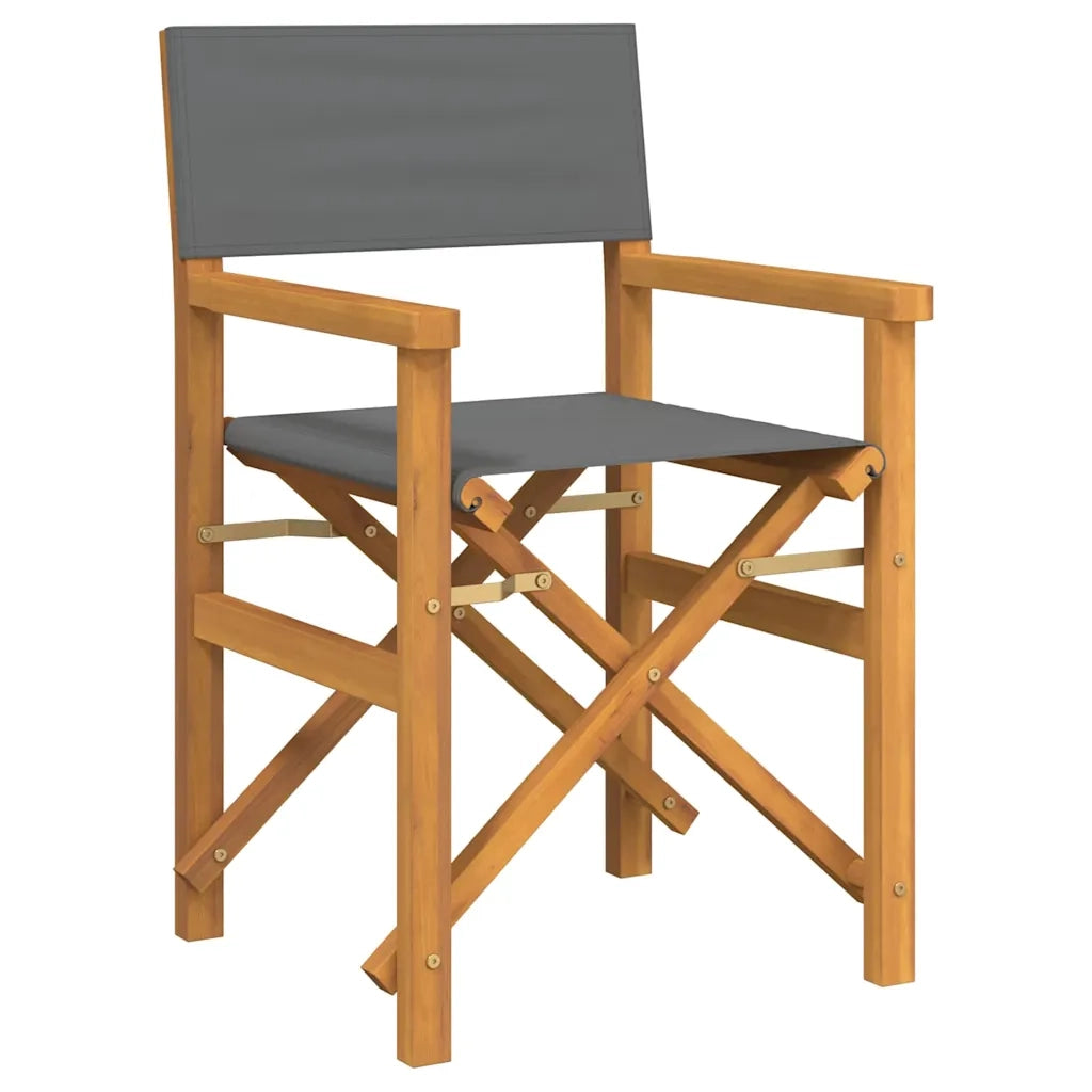 vidaXL Sedie da Regista Pieghevoli 2 pz Grigio Legno Massello di Teak