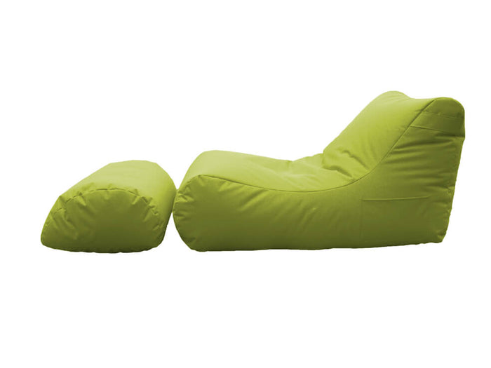 Poltrona Pouf Chaise Longue con Poggiapiedi in Poliestere Verde Avalli