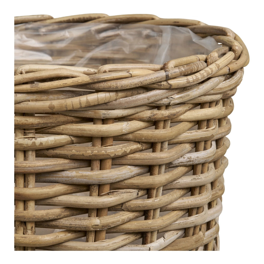 Set di 2 Cesti Portaoggetti Kalak, Beige, Rattan, 27x27x18 cm