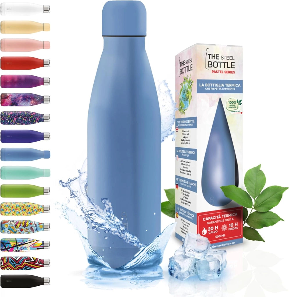 The Steel Bottle Bottiglia termica in Acciaio Inox Capacità 500 ml Chiusura Ermetica - Blue