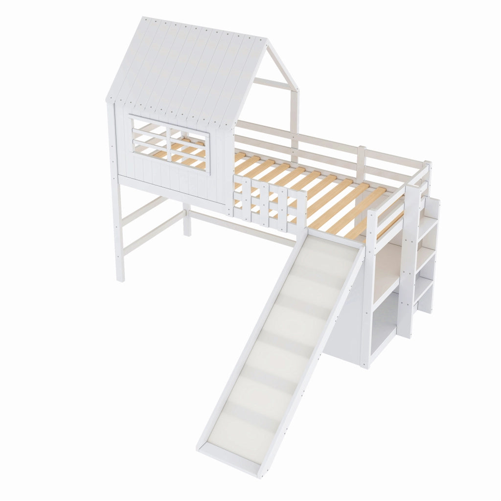 letto per bambini in legno massello e mdf bianco 90 x 200 cm