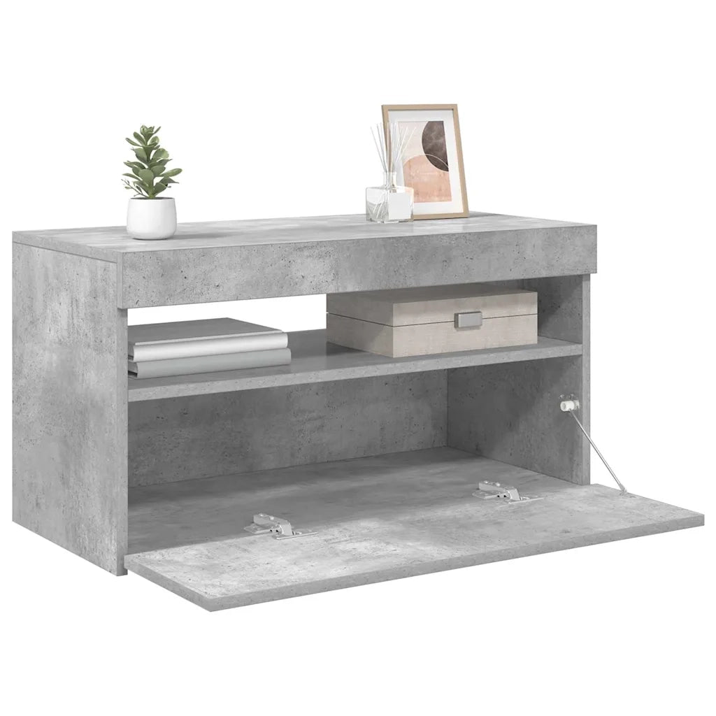 Mobile Porta TV con Luci LED Grigio Cemento 75x35x40 cm cod mxl 33993