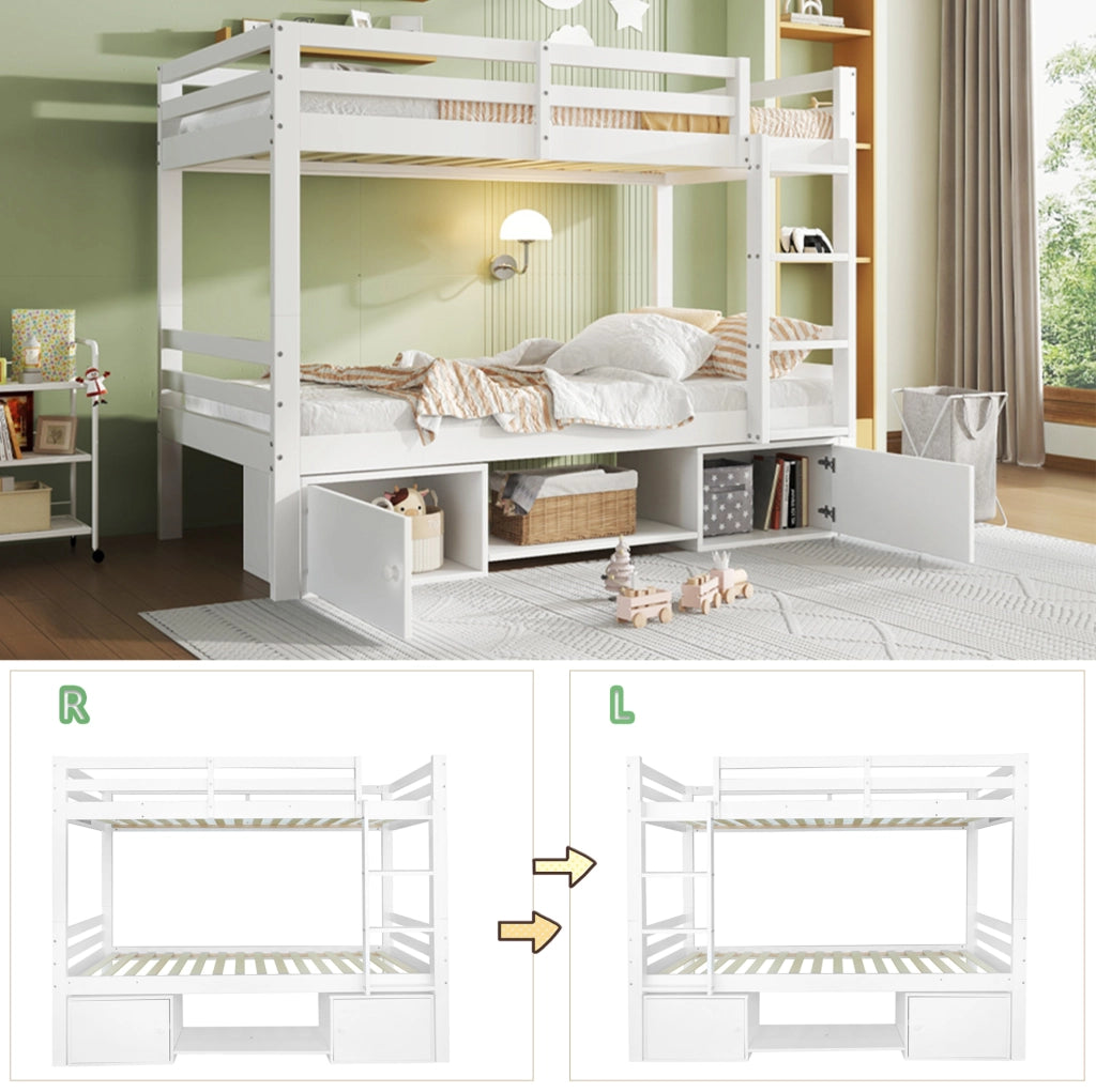 Letto a castello bianco 90x200 cm con contenitori