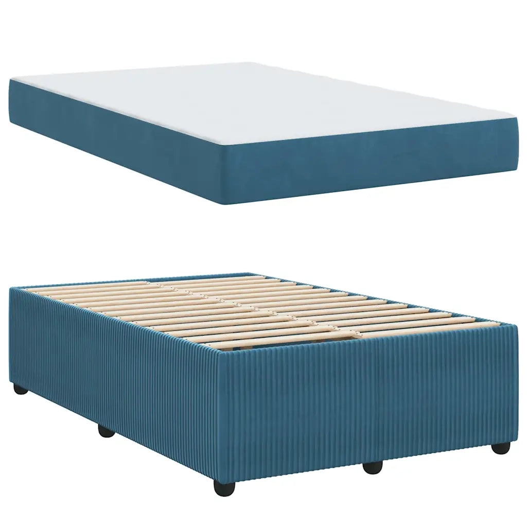 Struttura del letto con materasso Blu 120 x 190 cm Tessuto