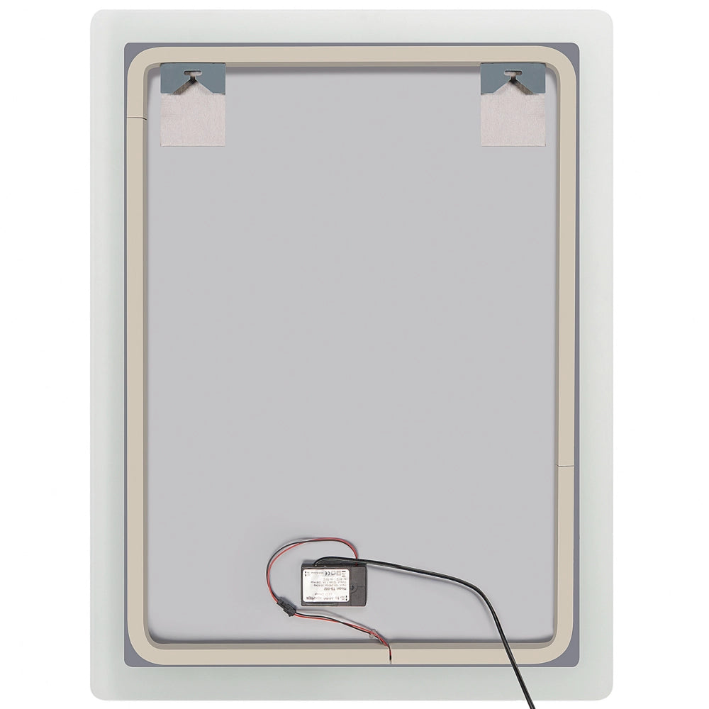 Set di 3 mobili da bagno in MDF bianco con lavabo in ceramica montaggio a parete mobiletto alto specchio rettangolare a LED