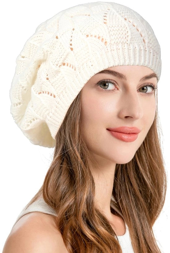 Cappello francese classico per donne, cappello elegante per autunno/inverno, diametro 58 cm. Bianco