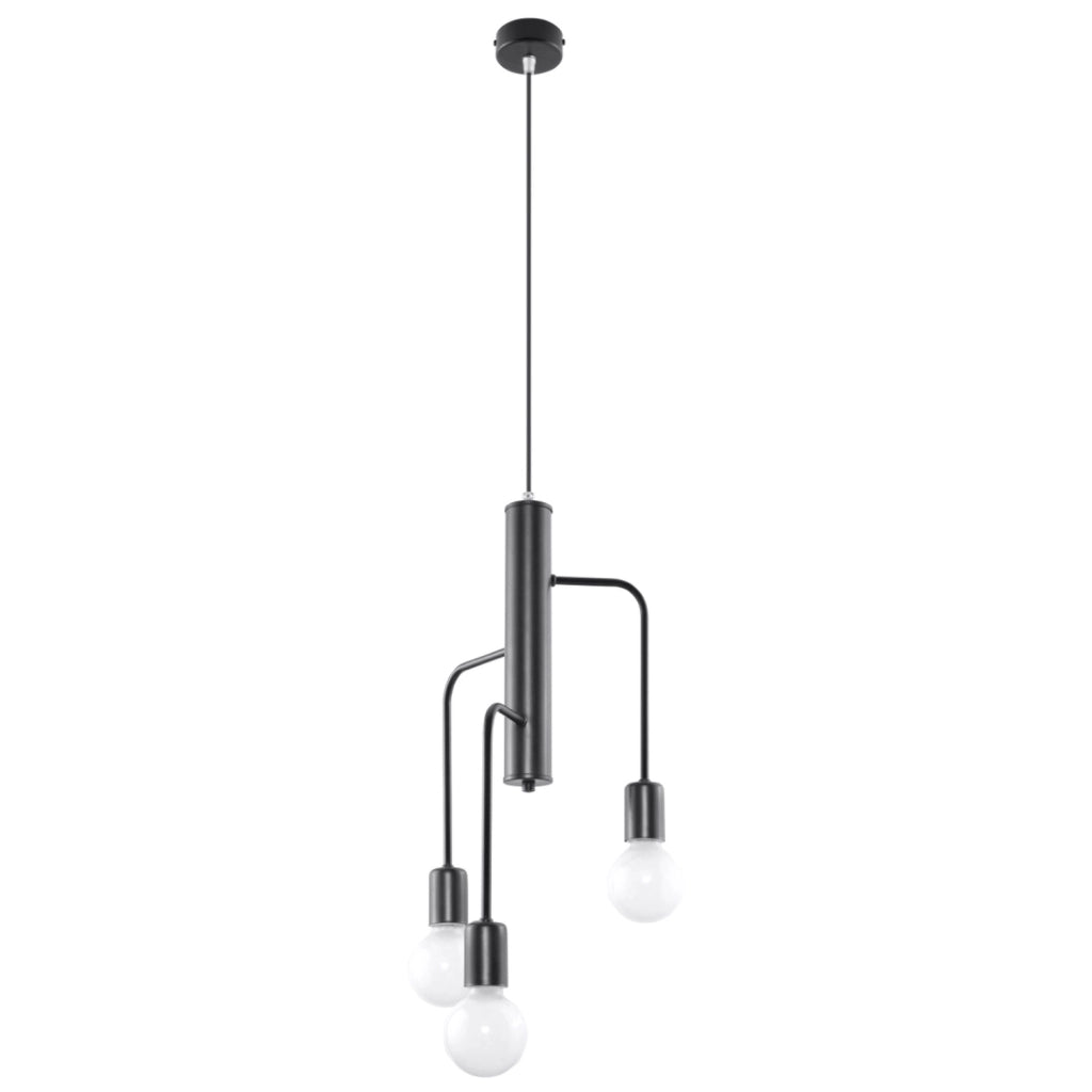 Lampadario Basilik Pure Lume 3 luci E27 nero metallo
