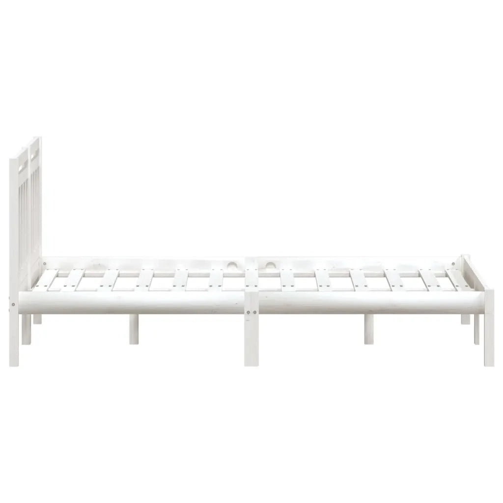 Letto matrimoniale | Letto per adulti | Giroletto Bianco in Legno Massello di Pino 140x190 cm