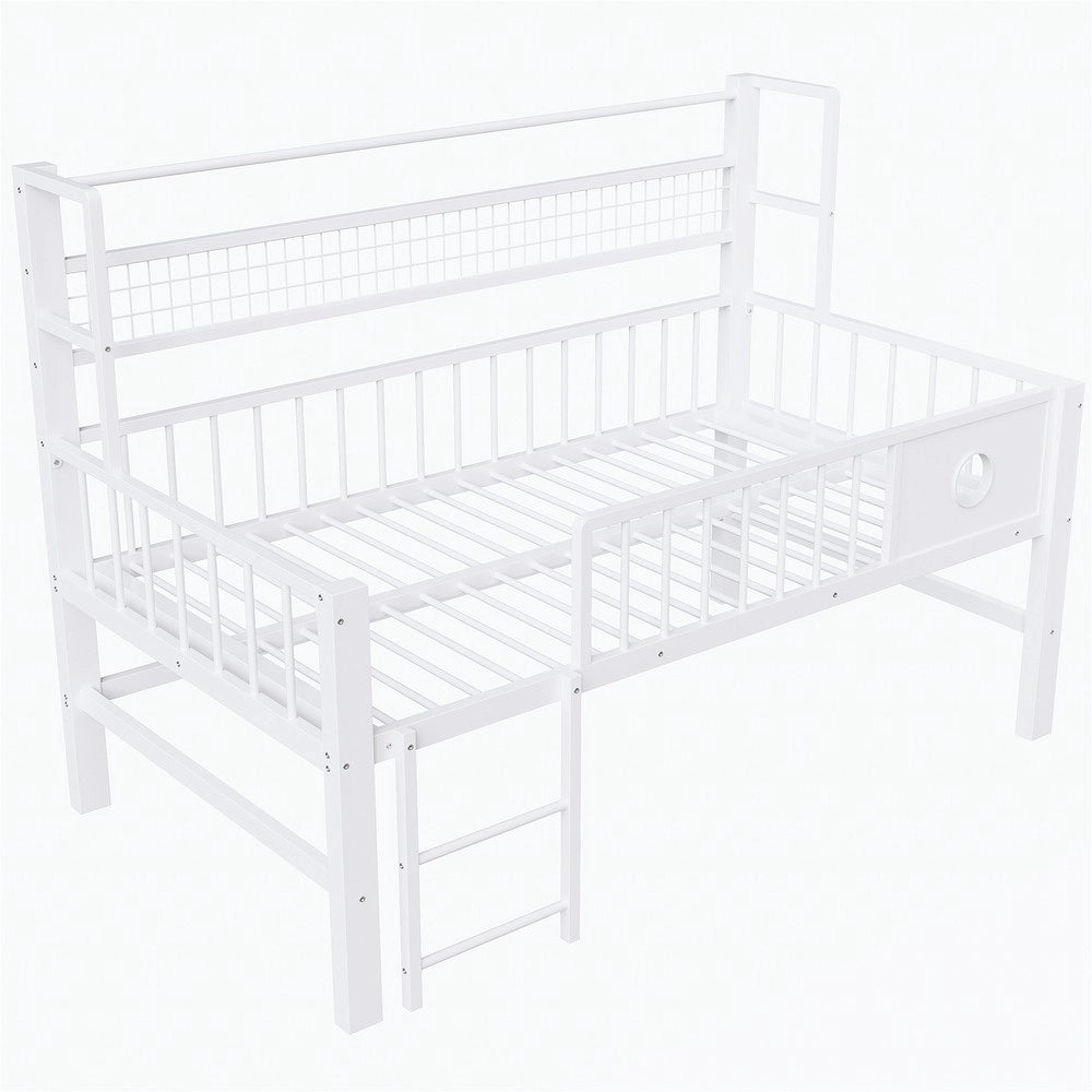 Letto a Soppalco Basso Bambini ¨C Xylo ¨C Metallo Bianco 90x200