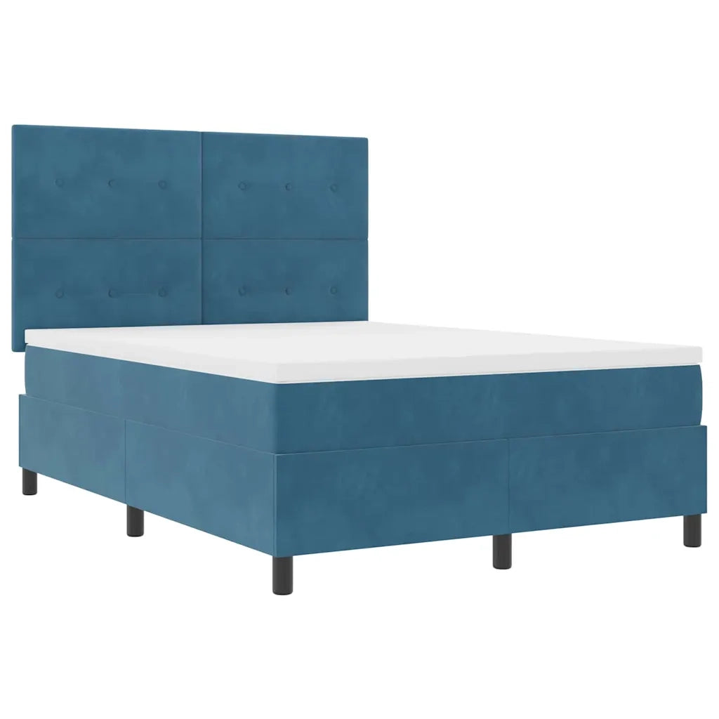 Letto a Sorgente LED Blu Scuro 160 x 200 cm Tessuto