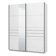 Armadio Camera da Letto Vialone, Guardaroba Grande Appendiabiti, 145.5x217.5h cm Bianco Opaco