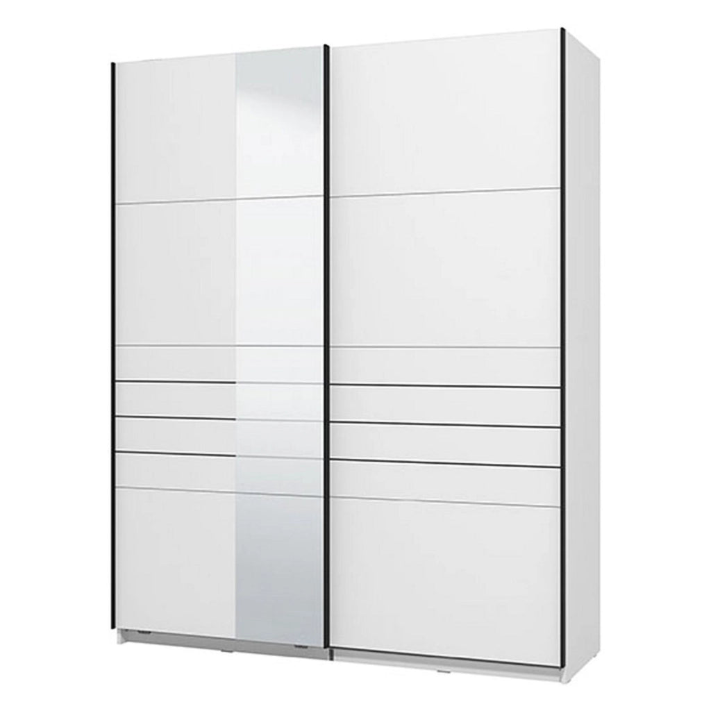 Armadio Camera da Letto Vialone, Guardaroba Grande Appendiabiti, 145.5x217.5h cm Bianco Opaco