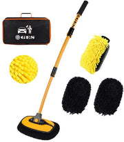 Autowasborstel 15° curvo con manubrio estensibile e manico extra lungo per il lavaggio di caravan, furgoni, camion, barche, camper, tetti, soffice tessuto di chenille aspiratore