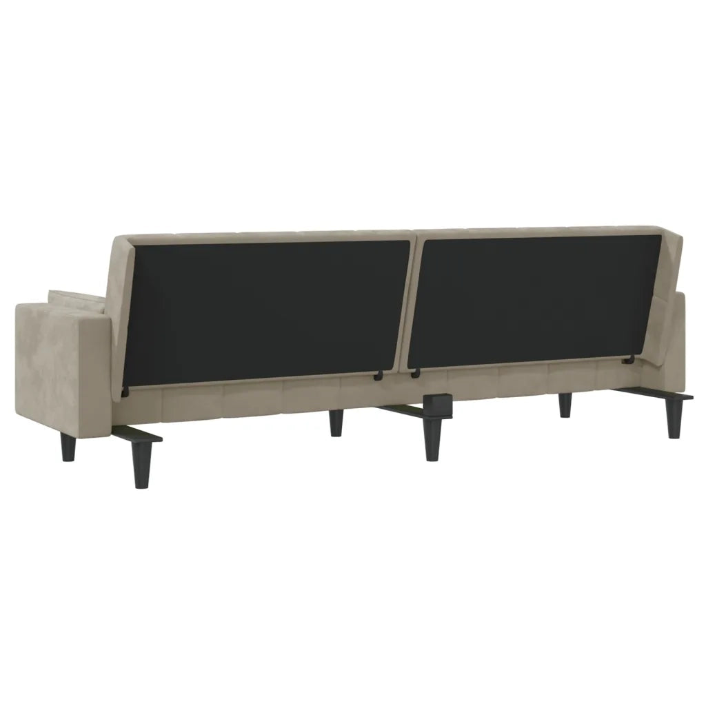 Divano Letto a 2 Posti con 2 Cuscini Grigio Chiaro in Velluto 375847
