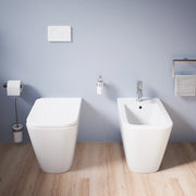 Sanitari filomuro in ceramica bianco lucido vaso rimless sedile soft-close e bidet | Kyoto