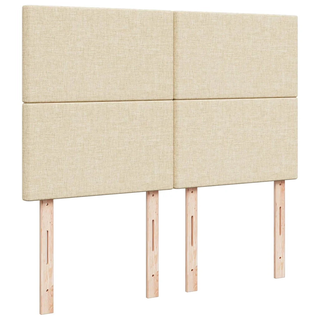 Struttura Letto Pouf con Materasso Crema 140x190 cm in Tessuto 3313925