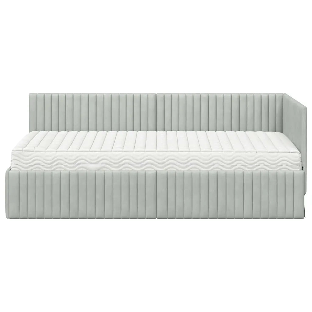 Struttura Letto Angolare con Materasso 2 pcs Grigio chiaro