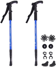 Trekkingstang 2 pezzi con impugnatura T, manubrio antiscivolo, bastoncino da trekking portatile leggero regolabile per uomo e donna blu