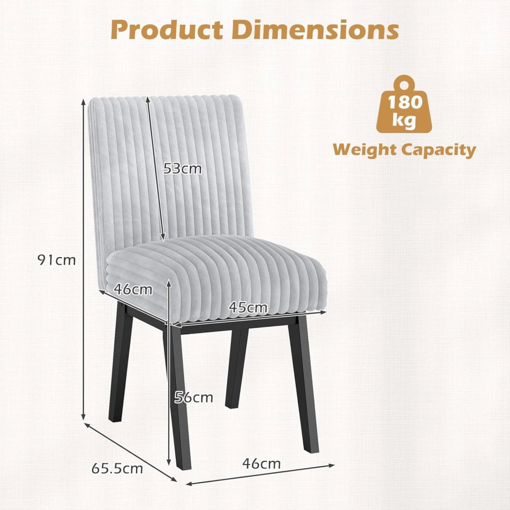 Set di 2 sedie da pranzo, sedie da cucina rivestite in flanella e gambe in legno di gomma, portata fino a 180 kg, per soggiorno, camera da letto