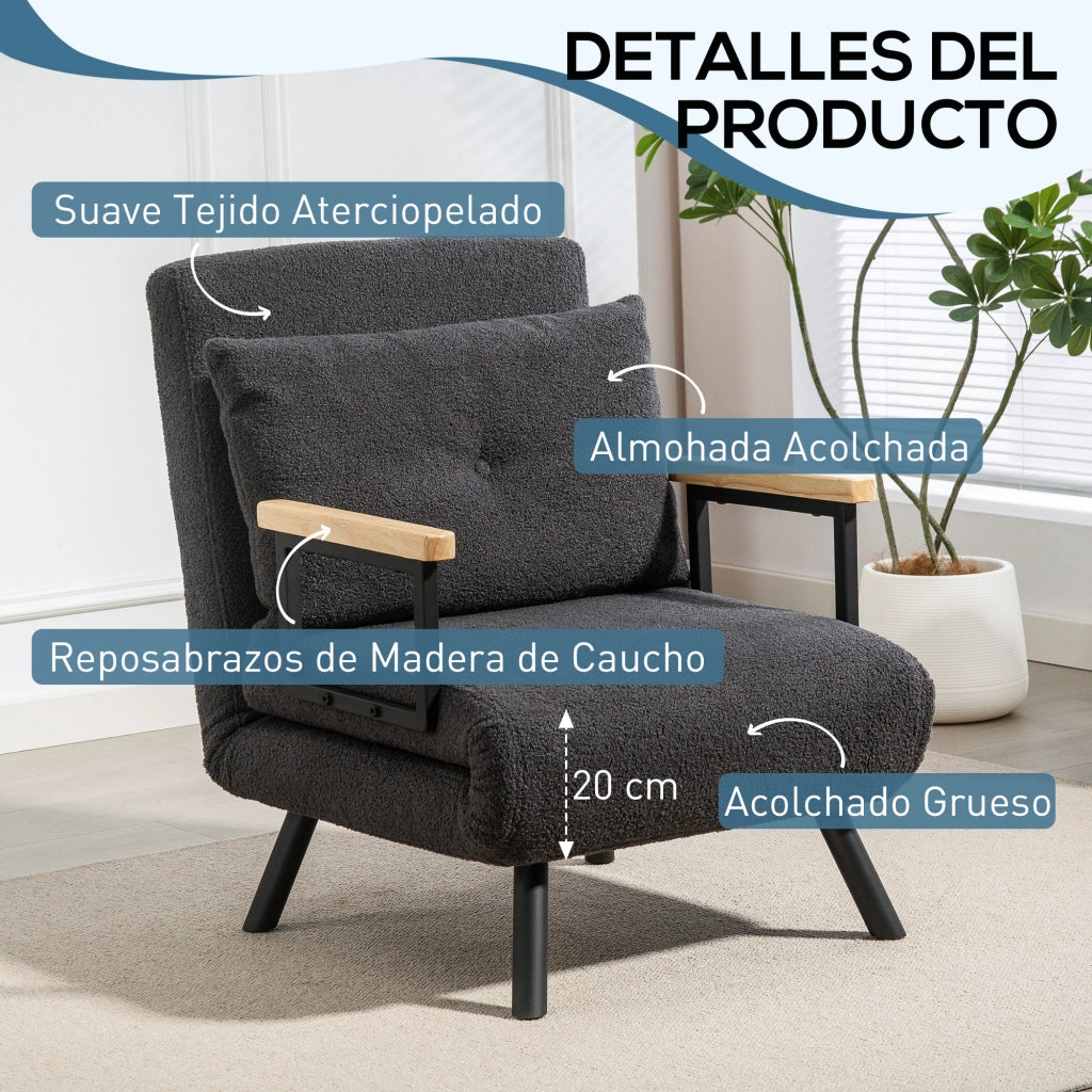 Letto imbottito convertibile 4 in 1 con cuscino ¨C zephmum ¨C grigio 63x73x81 cm