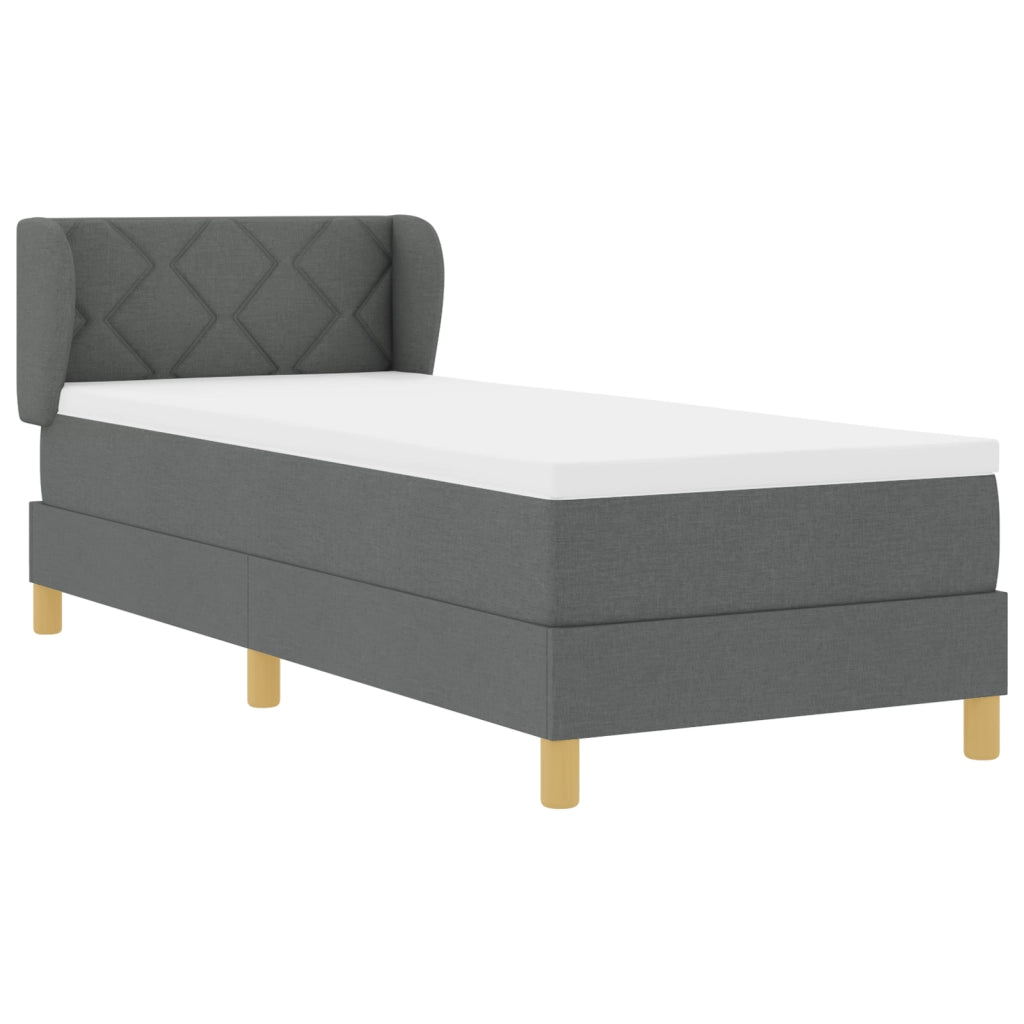 Letto Box Spring con Materasso Grigio Scuro, 80x200 cm, Tessuto