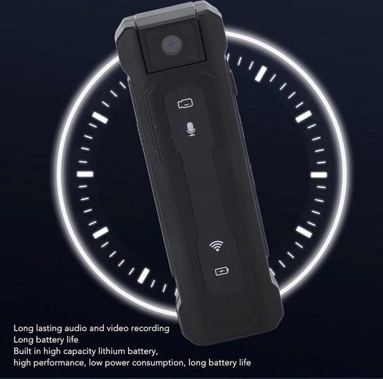 Registrazione video 1080P con connessione Wi-Fi - Telecamera di sicurezza portatile con design a clip posteriore - Piccola telecamera con obiettivo girante da 180° - Batteria da 1200mAh - Telecamera di sorveglianza.